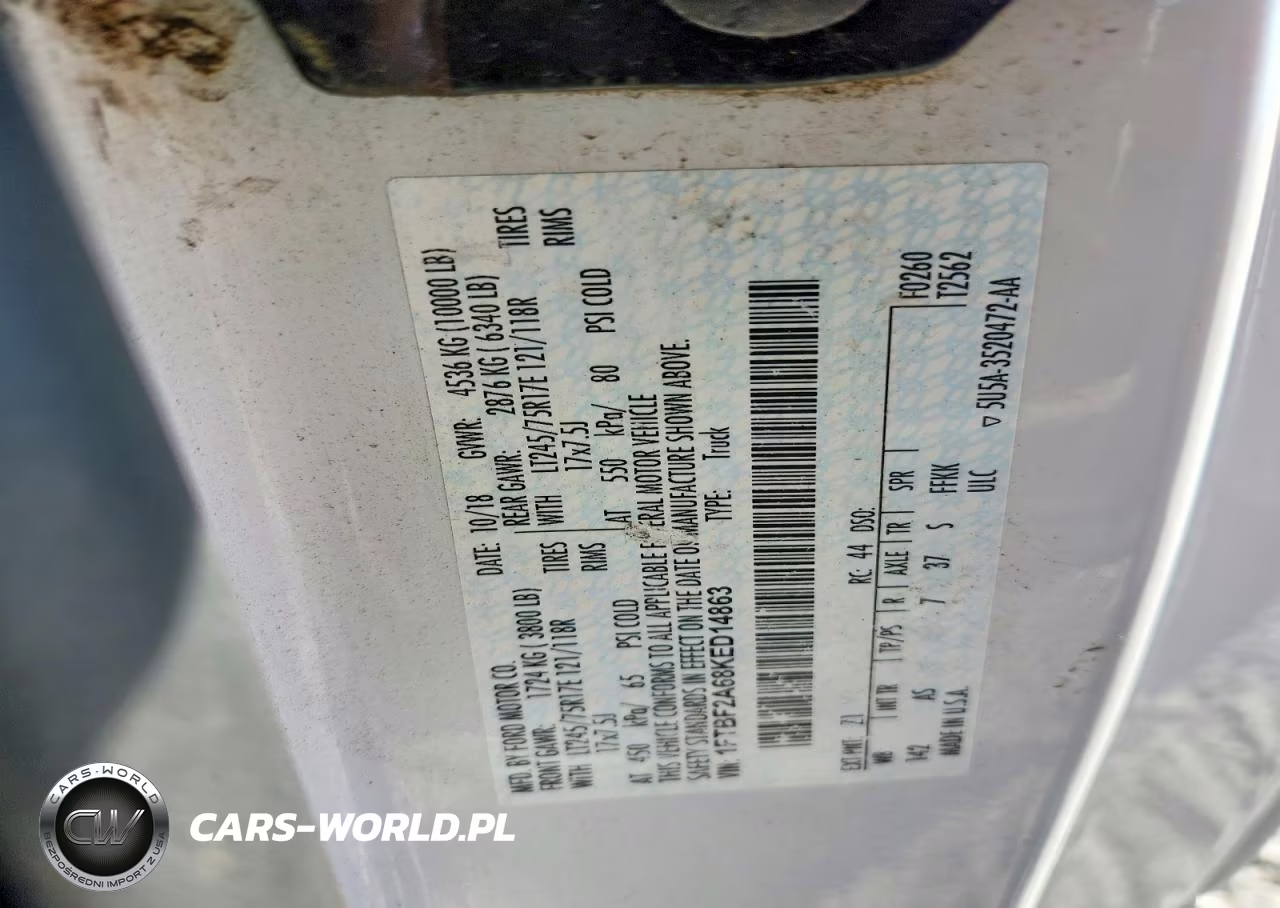 2019 Ford F250 Super Duty VIN:1FTBF2A68KED14863 - 11