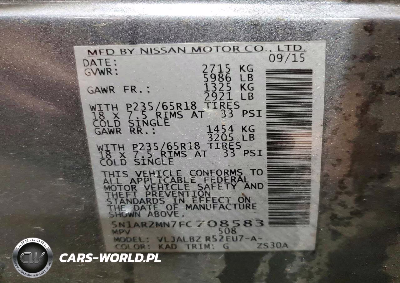 2015 Nissan Pathfinder S VIN:5N1AR2MN7FC708583 - 14