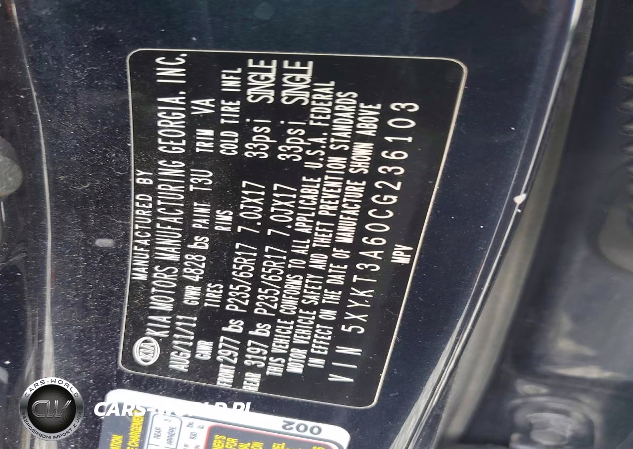 2012 Kia Sorento Lx VIN:5XYKT3A60CG236103 - 13