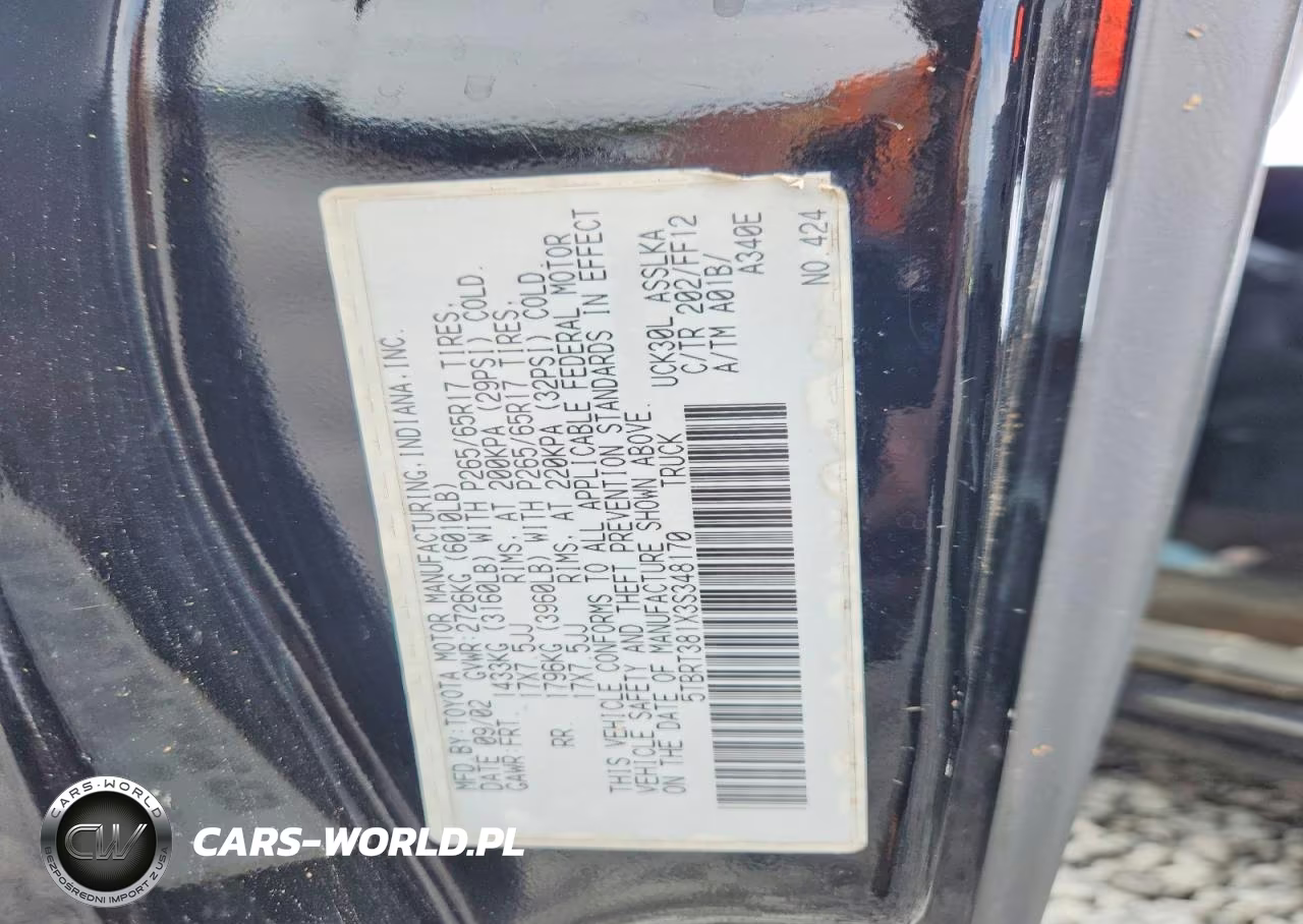 2003 Toyota Tundra Limited VIN:5TBRT381X3S348170 - 12