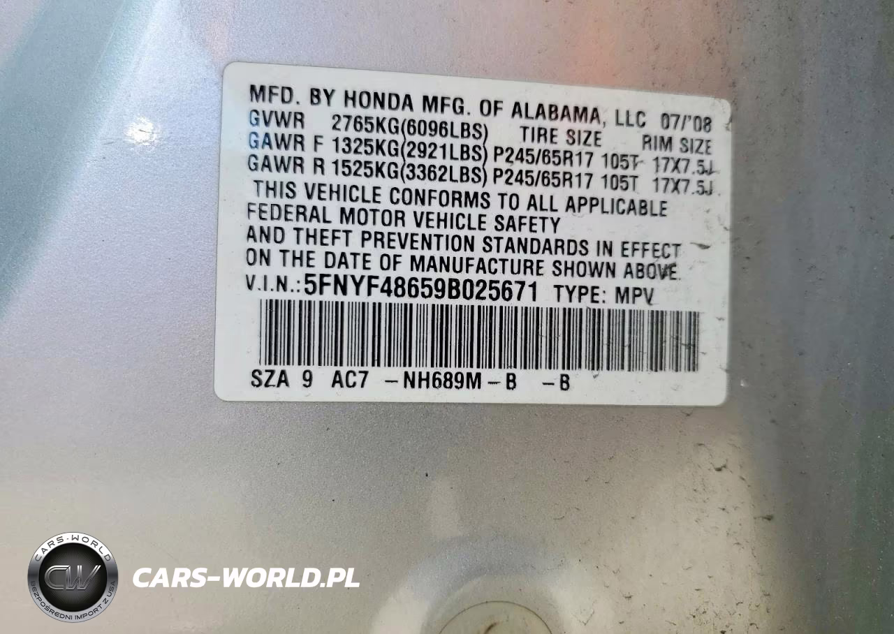 2009 Honda Pilot Exl VIN:5FNYF48659B025671 - 13