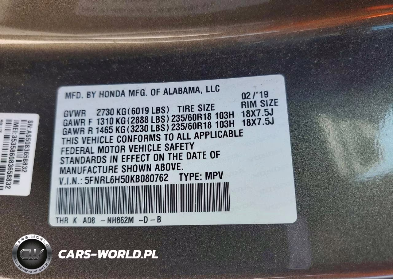 2019 Honda Odyssey Ex VIN:5FNRL6H50KB080762 - 14