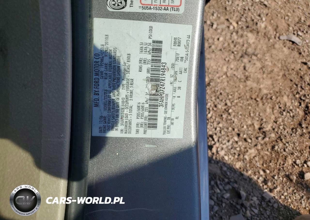2007 Ford Fusion Se VIN:3FAHP07Z47R194843 - 12
