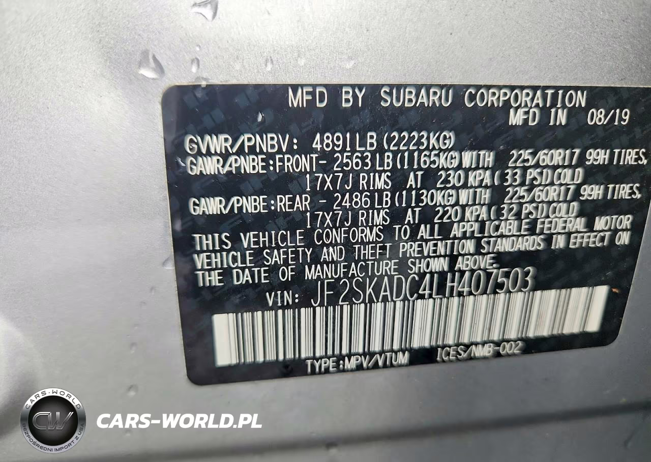 2020 Subaru Forester VIN:JF2SKADC4LH407503 - 12