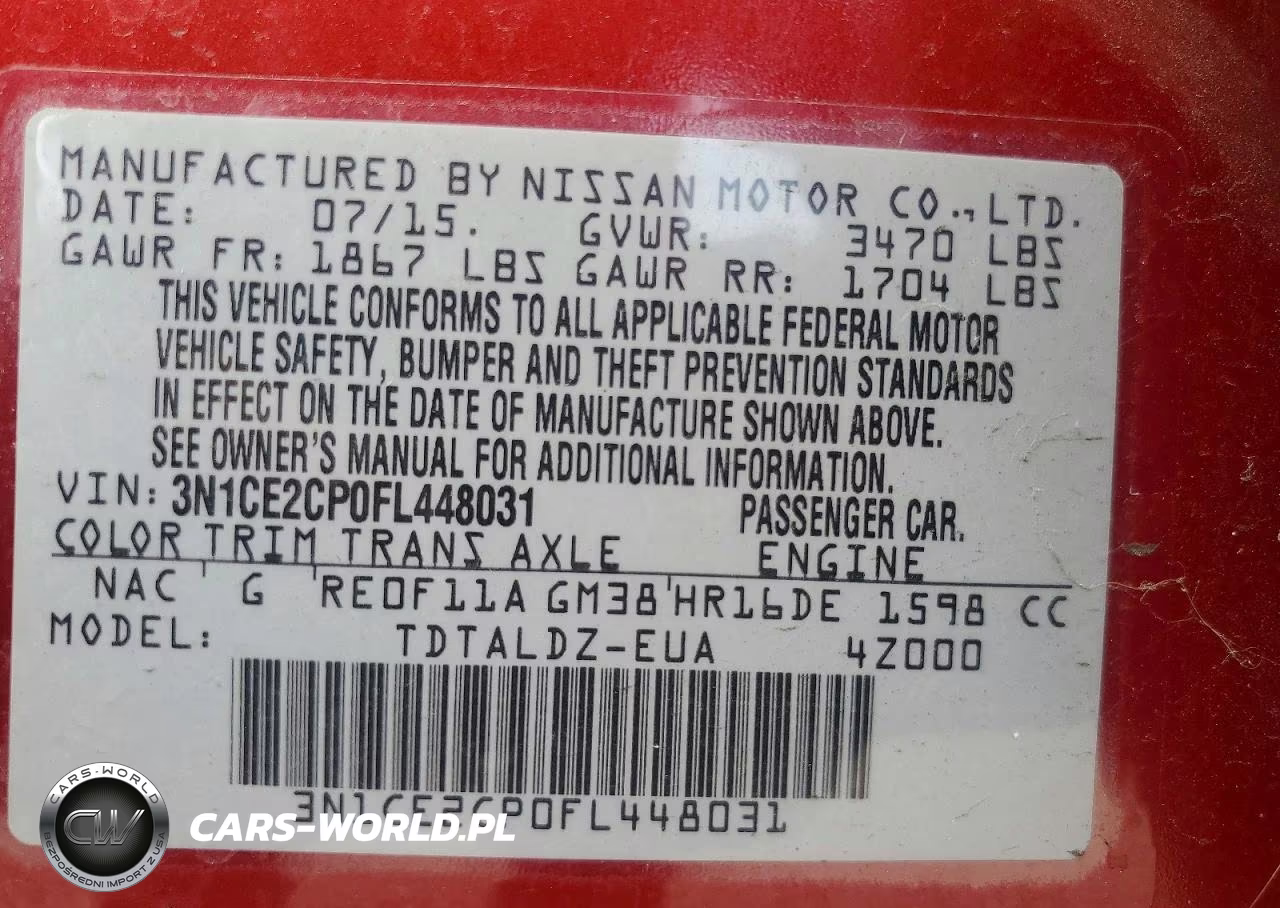 2015 Nissan Versa Note Sv VIN:3N1CE2CP0FL448031 - 13