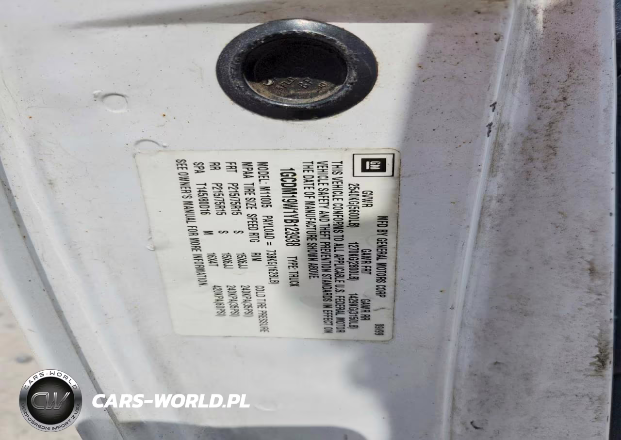 2000 Chevrolet Astro VIN:1GCDM19W1YB123938 - 13