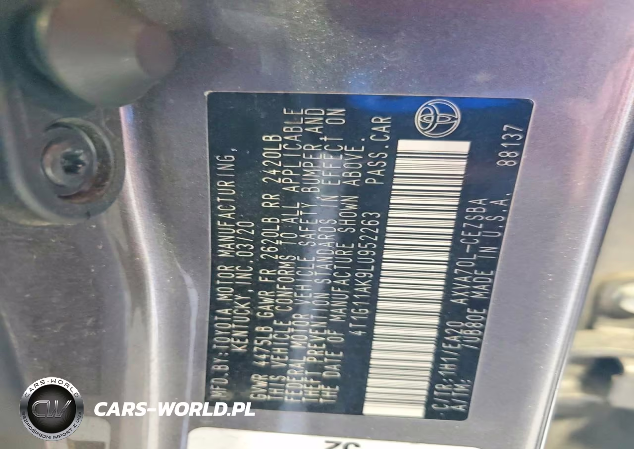 2020 Toyota Camry Se VIN:4T1G11AK9LU952263 - 12