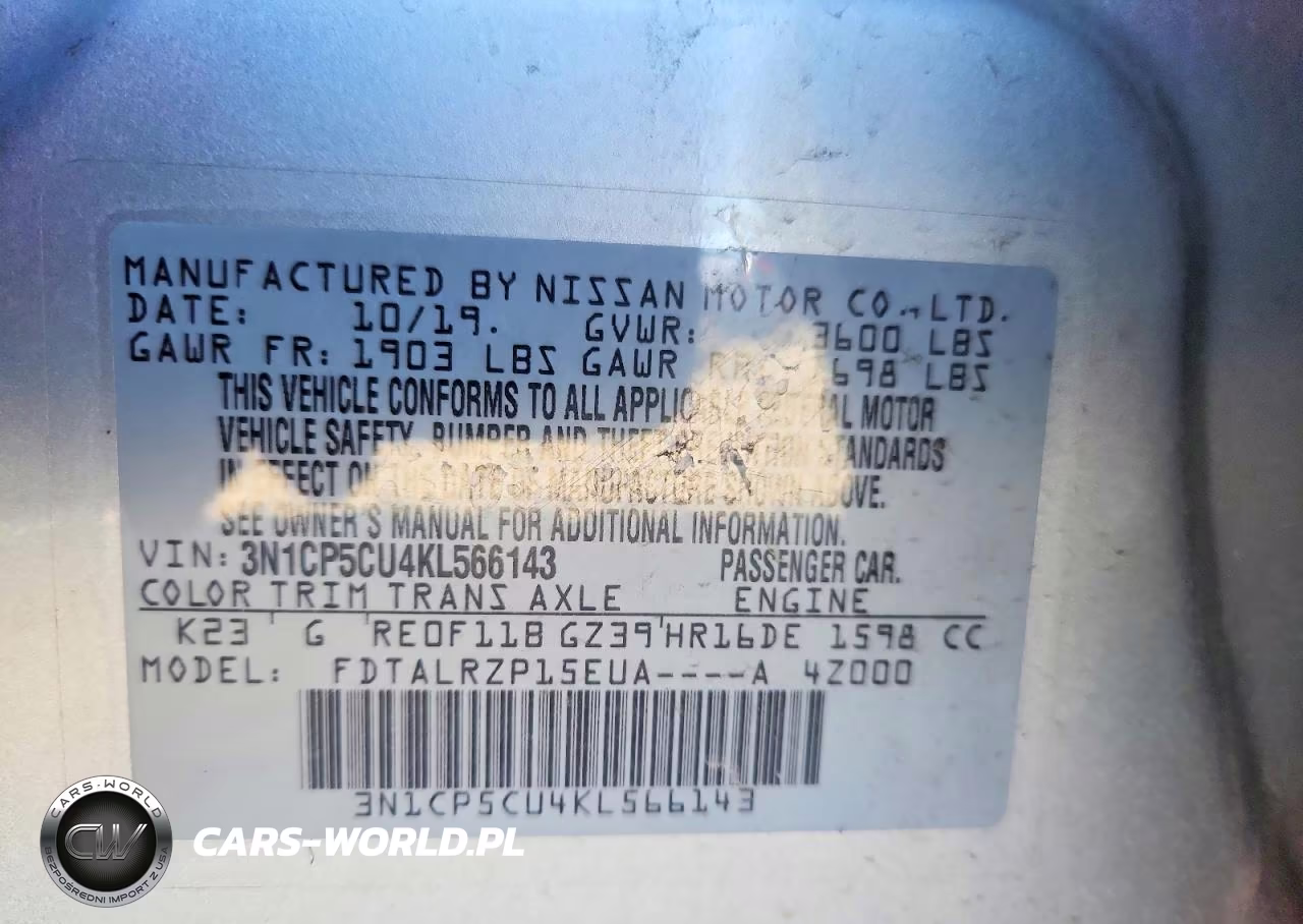 2019 Nissan Kicks S VIN:3N1CP5CU4KL566143 - 12