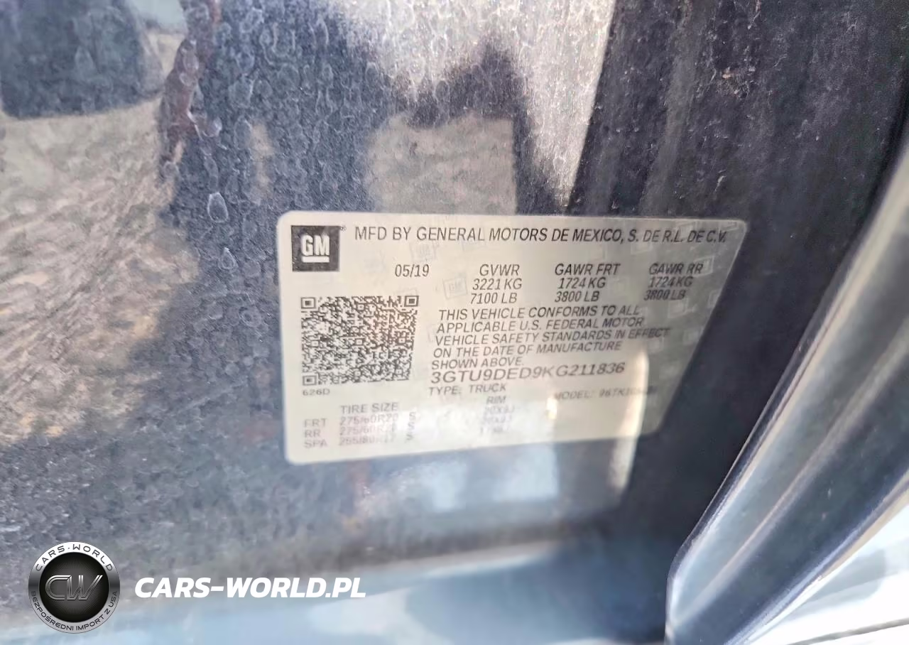 2019 GMC Sierra K1500 Slt VIN:3GTU9DED9KG211836 - 12