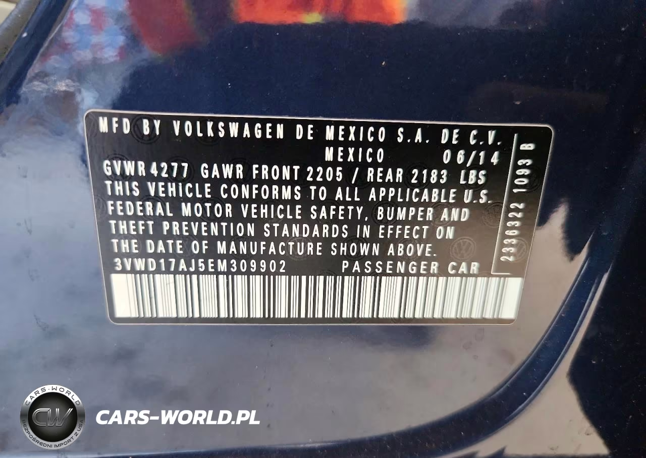 2014 Volkswagen Jetta Se VIN:3VWD17AJ5EM309902 - 12