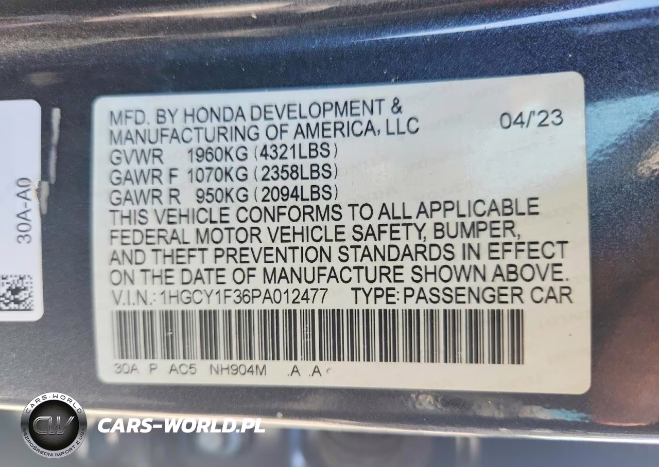 2023 Honda Accord Ex VIN:1HGCY1F36PA012477 - 13