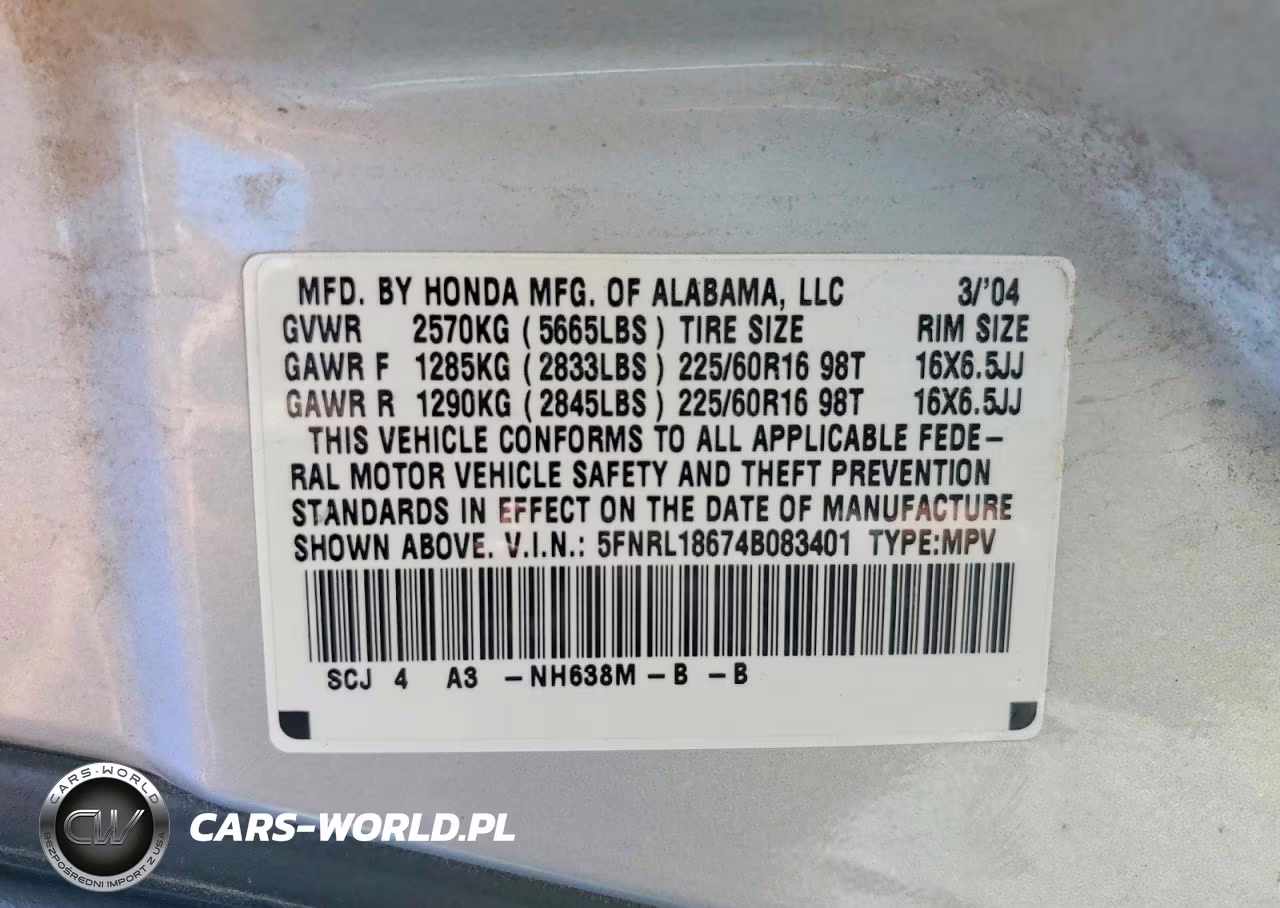 2004 Honda Odyssey Ex VIN:5FNRL18674B083401 - 13