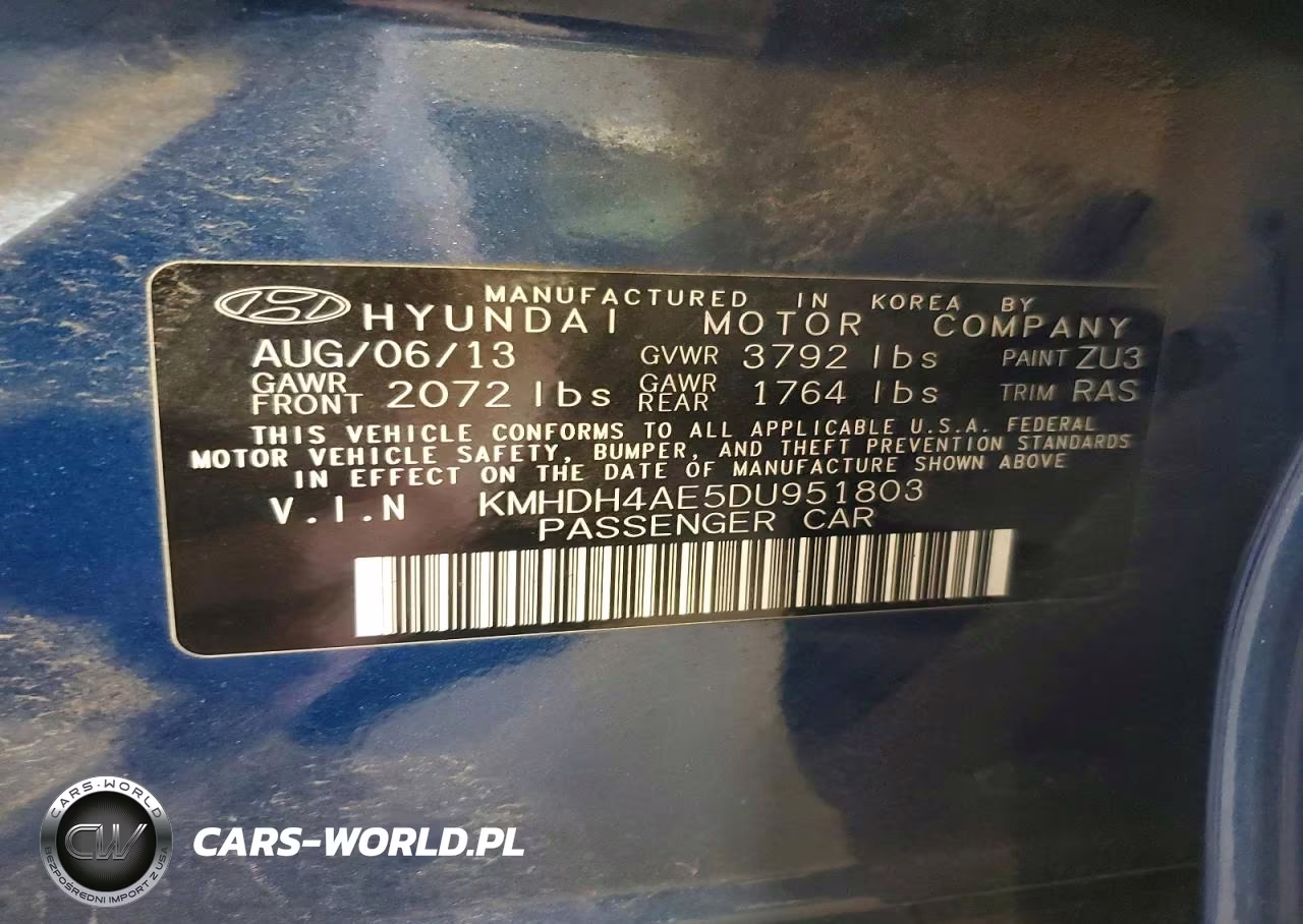 2013 Hyundai Elantra Gls VIN:KMHDH4AE5DU951803 - 12