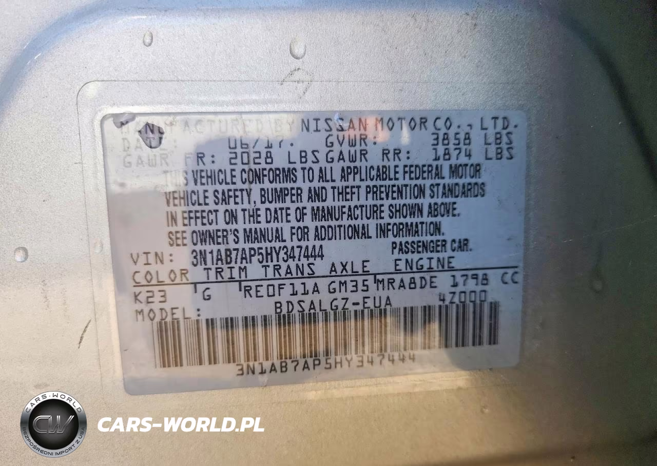 2017 Nissan Sentra Sl VIN:3N1AB7AP5HY347444 - 12