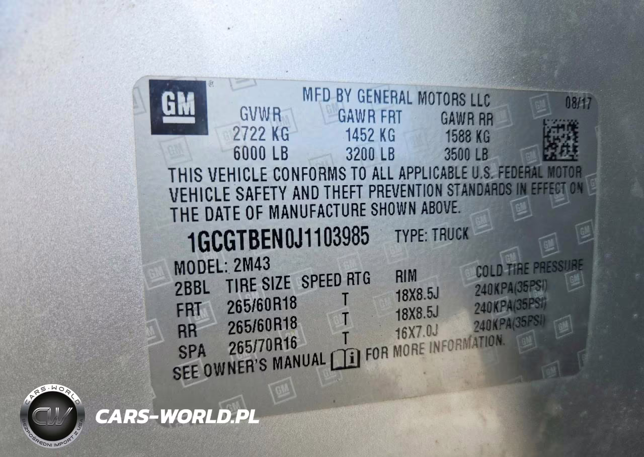 2018 Chevrolet Colorado VIN:1GCGTBEN0J1103985 - 13