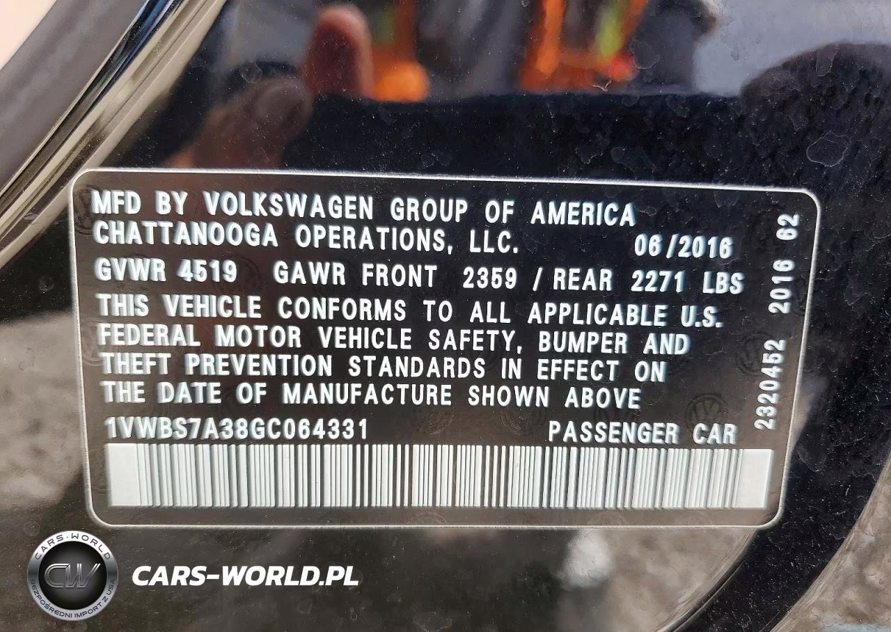 2016 Volkswagen Passat Se VIN:1VWBS7A38GC064331 - 13