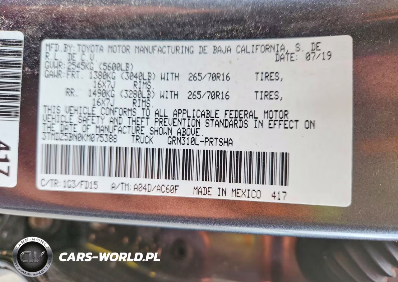 2019 Toyota Tacoma Trd Off-Road VIN:3TMDZ5BN0KM075388 - 12