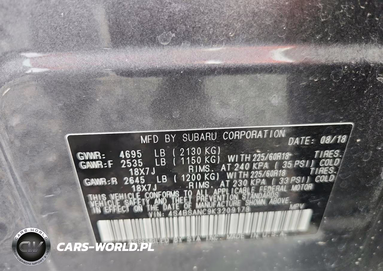2019 Subaru Outback 2.5I Limited VIN:4S4BSANC9K3209178 - 13