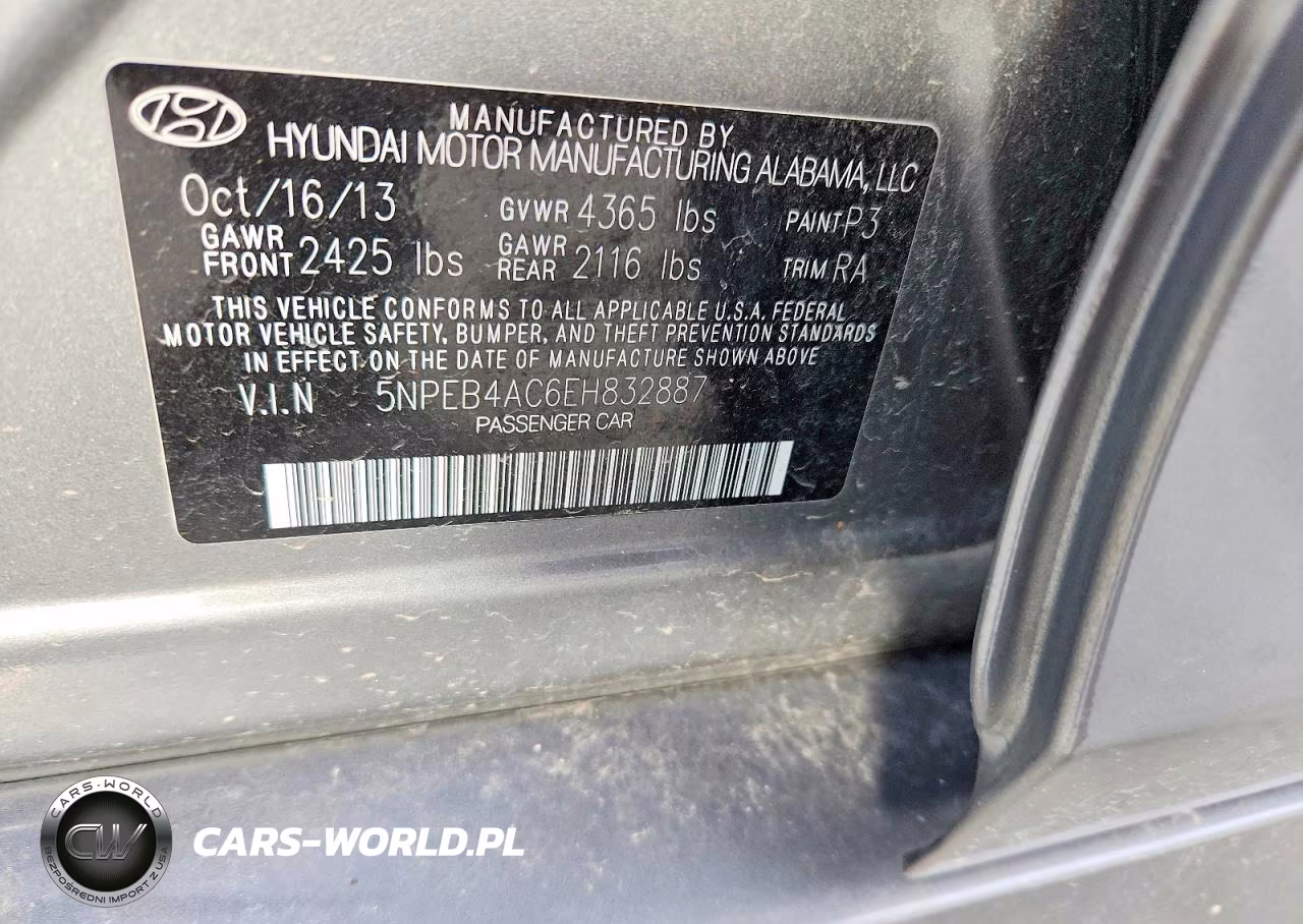 2014 Hyundai Sonata Gls VIN:5NPEB4AC6EH832887 - 12