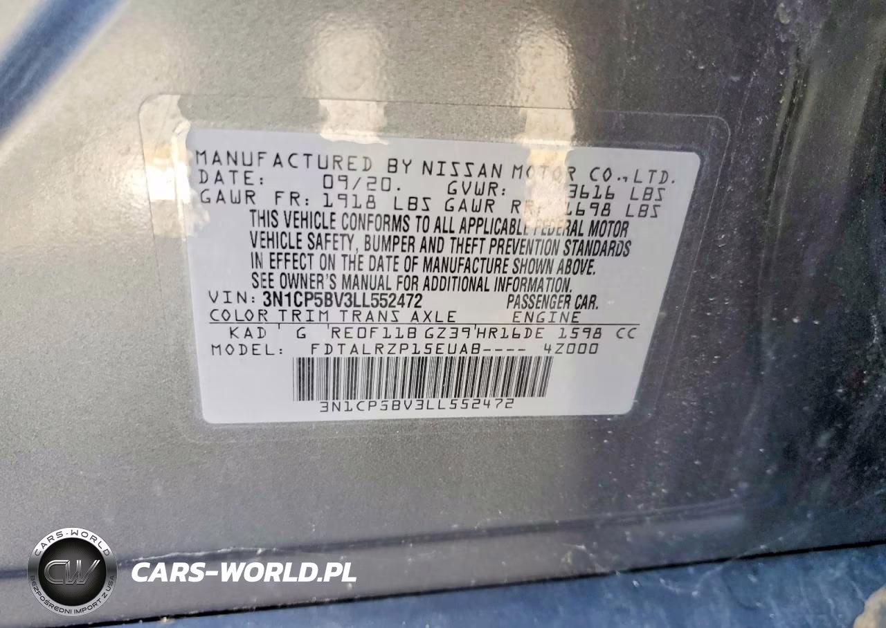 2020 Nissan Kicks S VIN:3N1CP5BV3LL552472 - 14