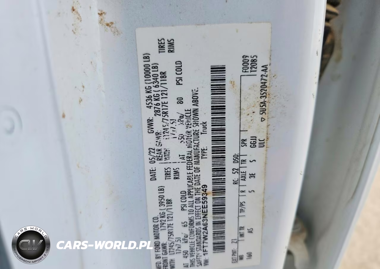2022 Ford F250 Super Duty VIN:1FT7W2A63NEE59349 - 12
