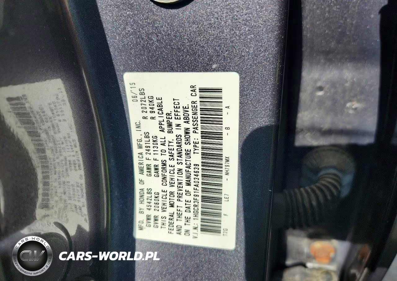 2015 Honda Accord Touring VIN:1HGCR3F91FA034639 - 12