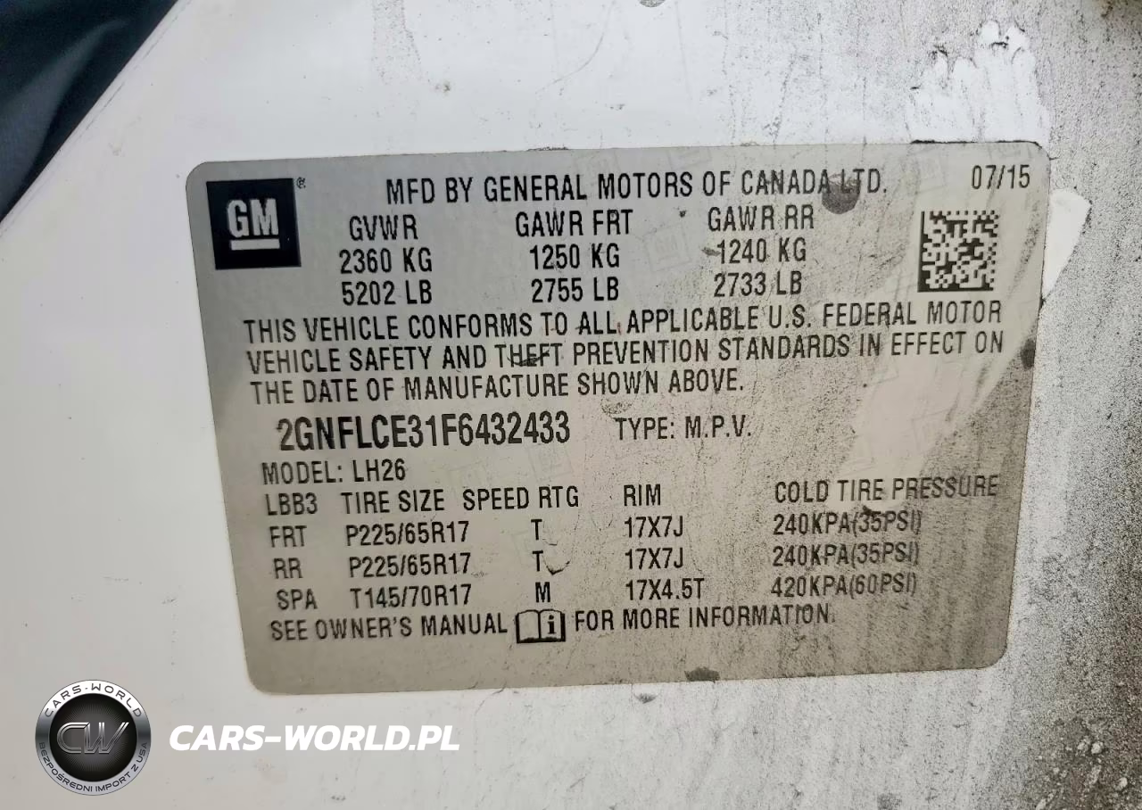 2015 Chevrolet Equinox Lt VIN:2GNFLCE31F6432433 - 12