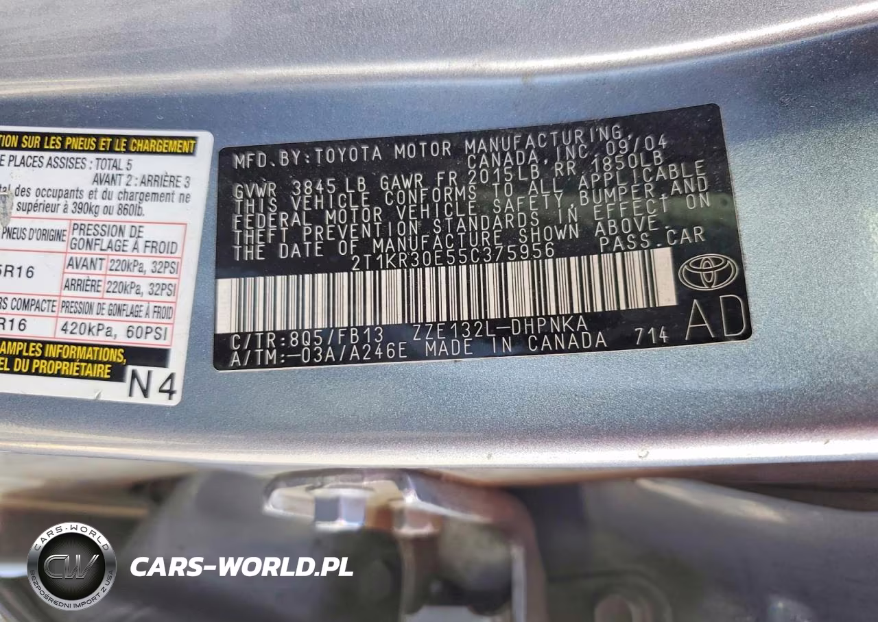 2005 Toyota Matrix Xr VIN:2T1KR30E55C375956 - 12