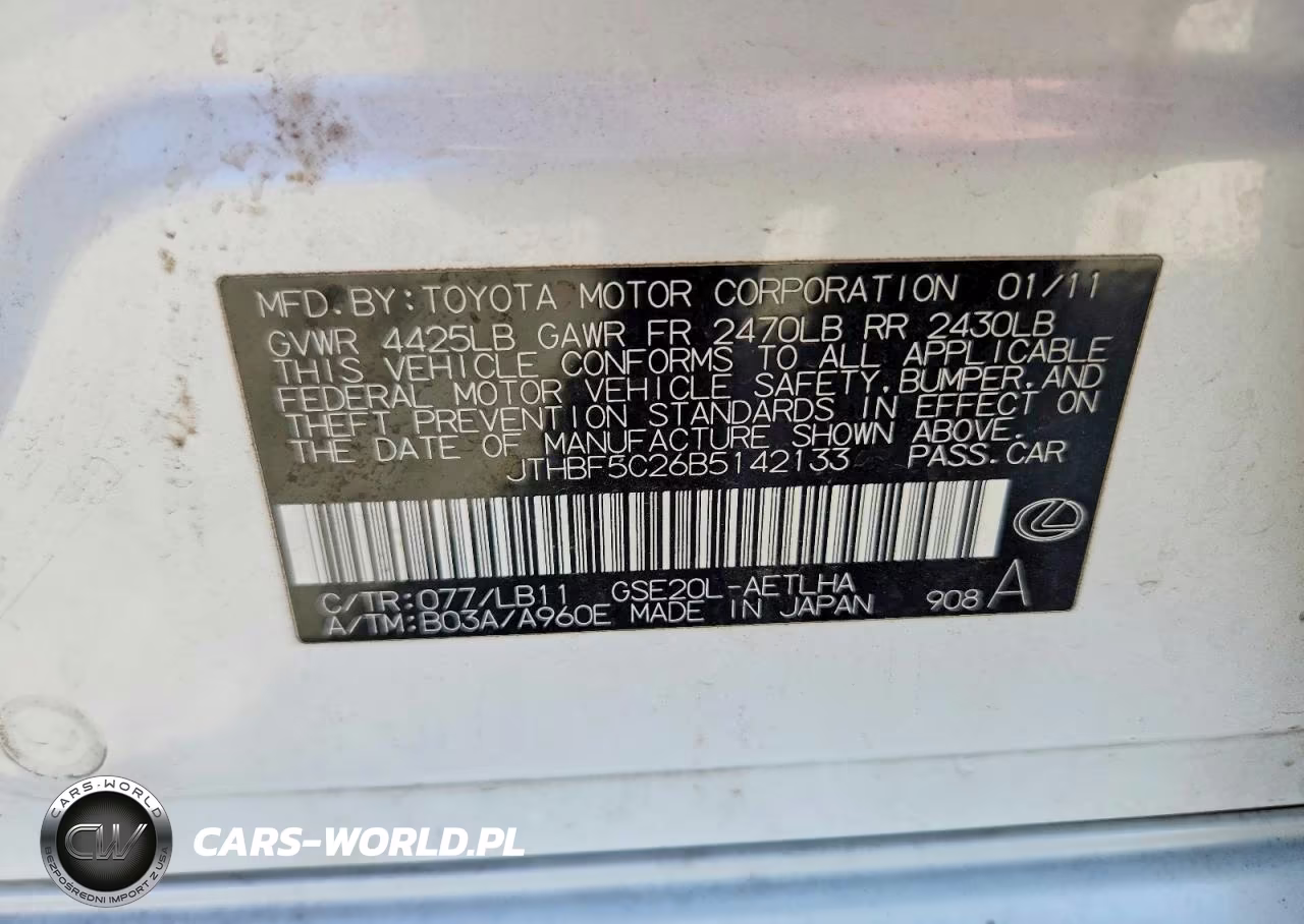 2011 Lexus Is 250 Base VIN:JTHBF5C26B5142133 - 12