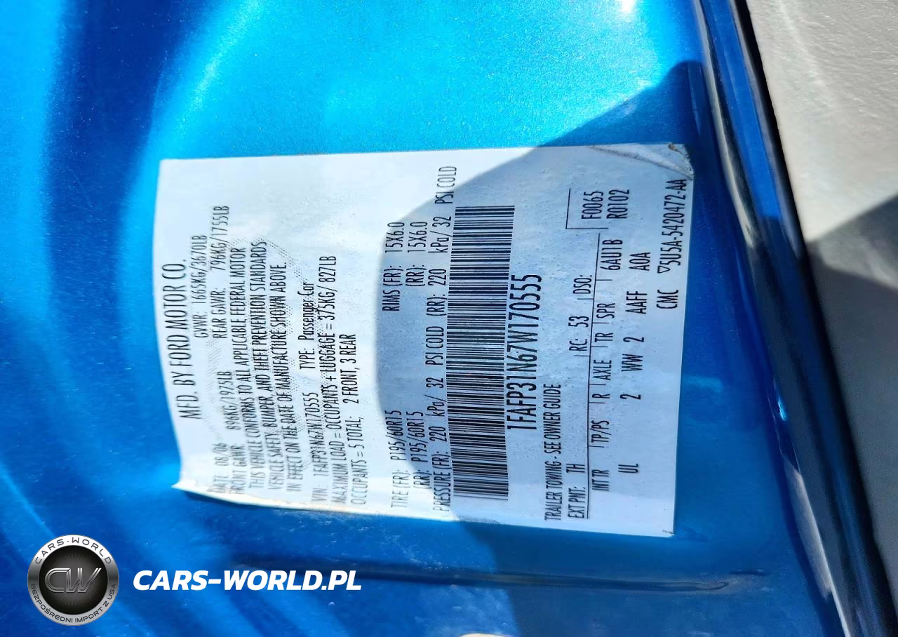 2007 Ford Focus Zx3 VIN:1FAFP31N67W170555 - 13
