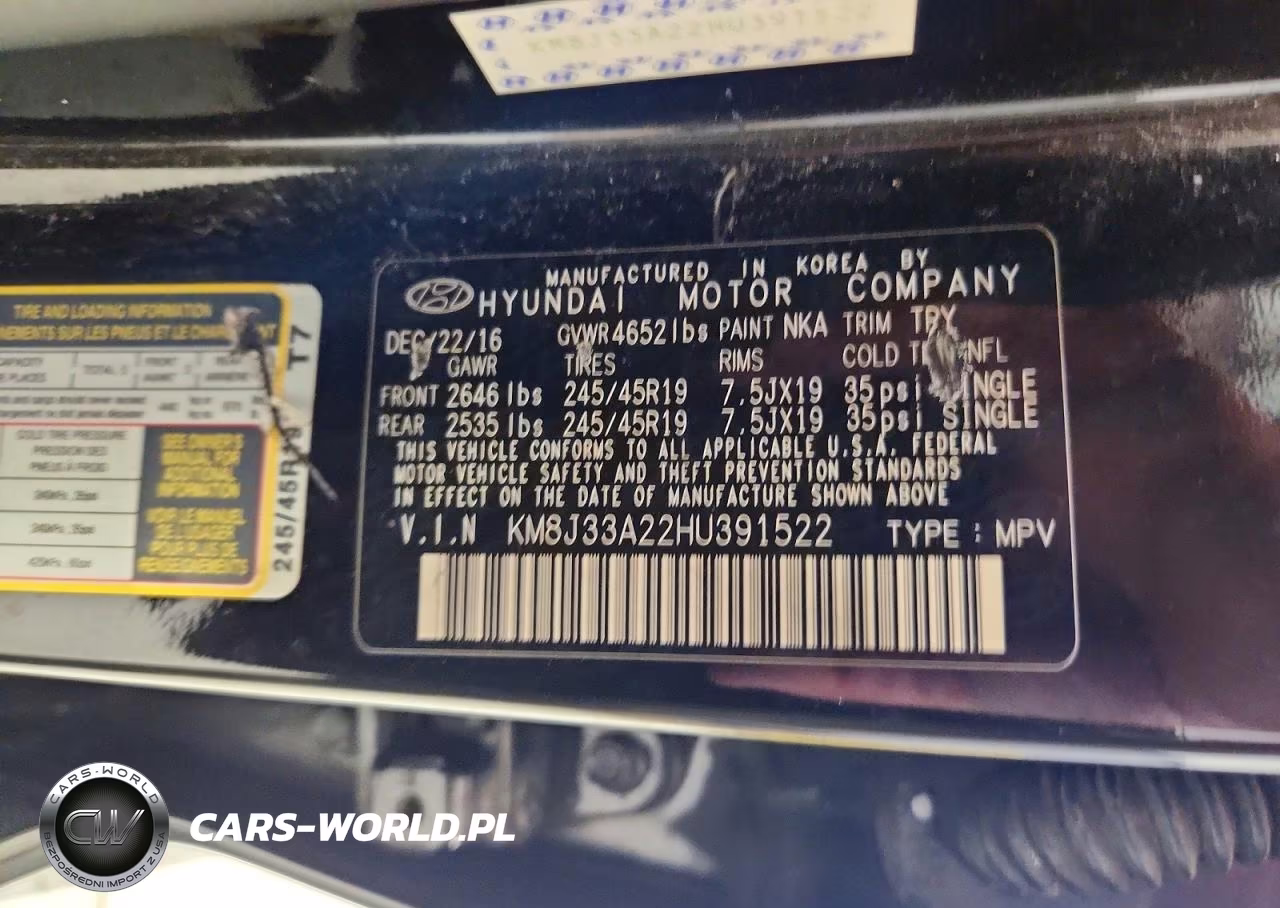 2017 Hyundai Tucson Sport VIN:KM8J33A22HU391522 - 13