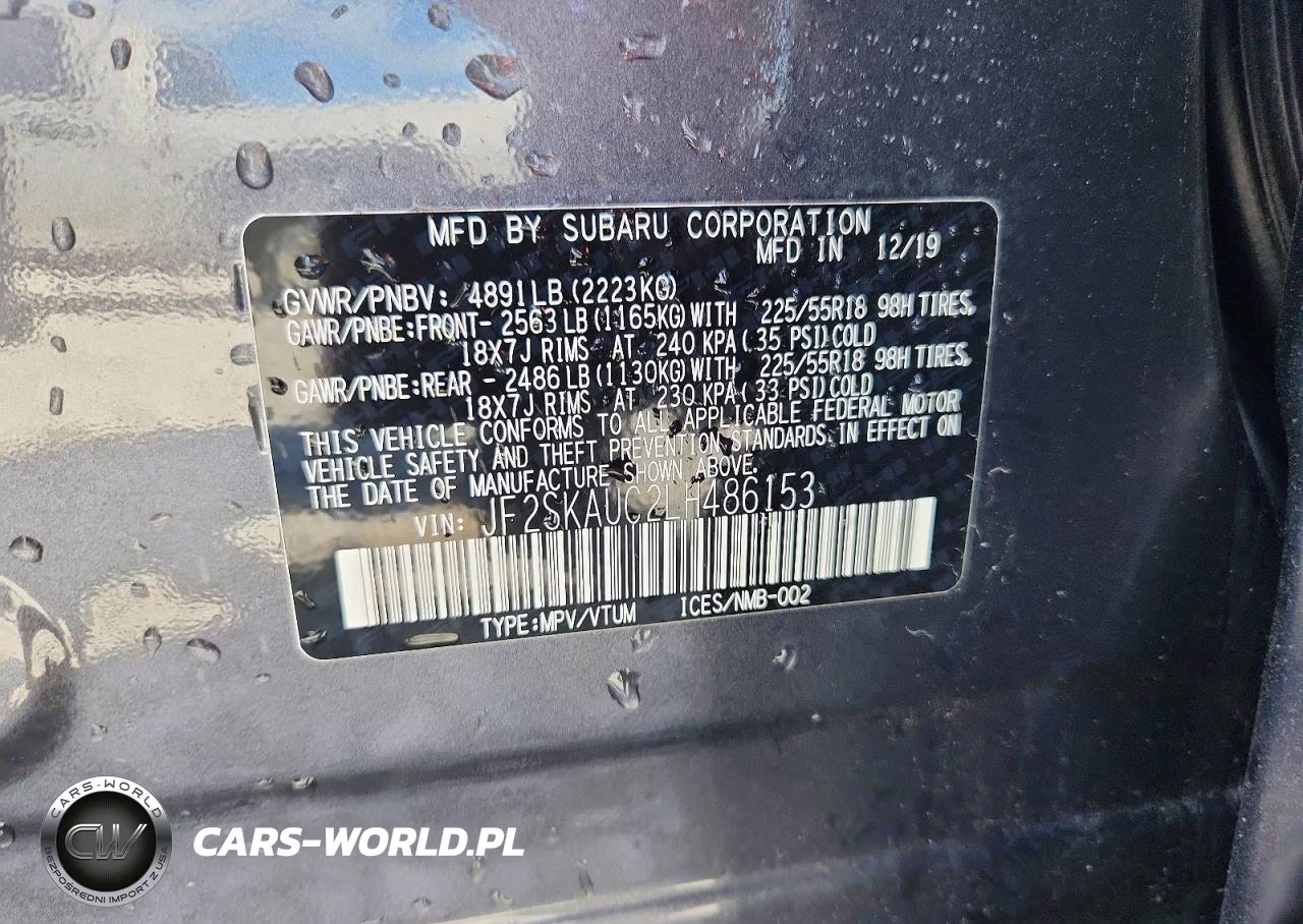 2020 Subaru Forester Limited VIN:JF2SKAUC2LH486153 - 13