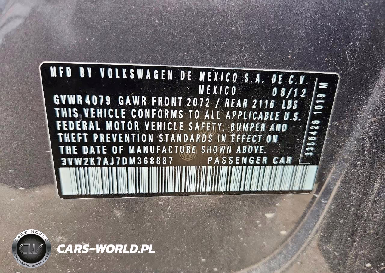 2013 Volkswagen Jetta Base VIN:3VW2K7AJ7DM368887 - 12