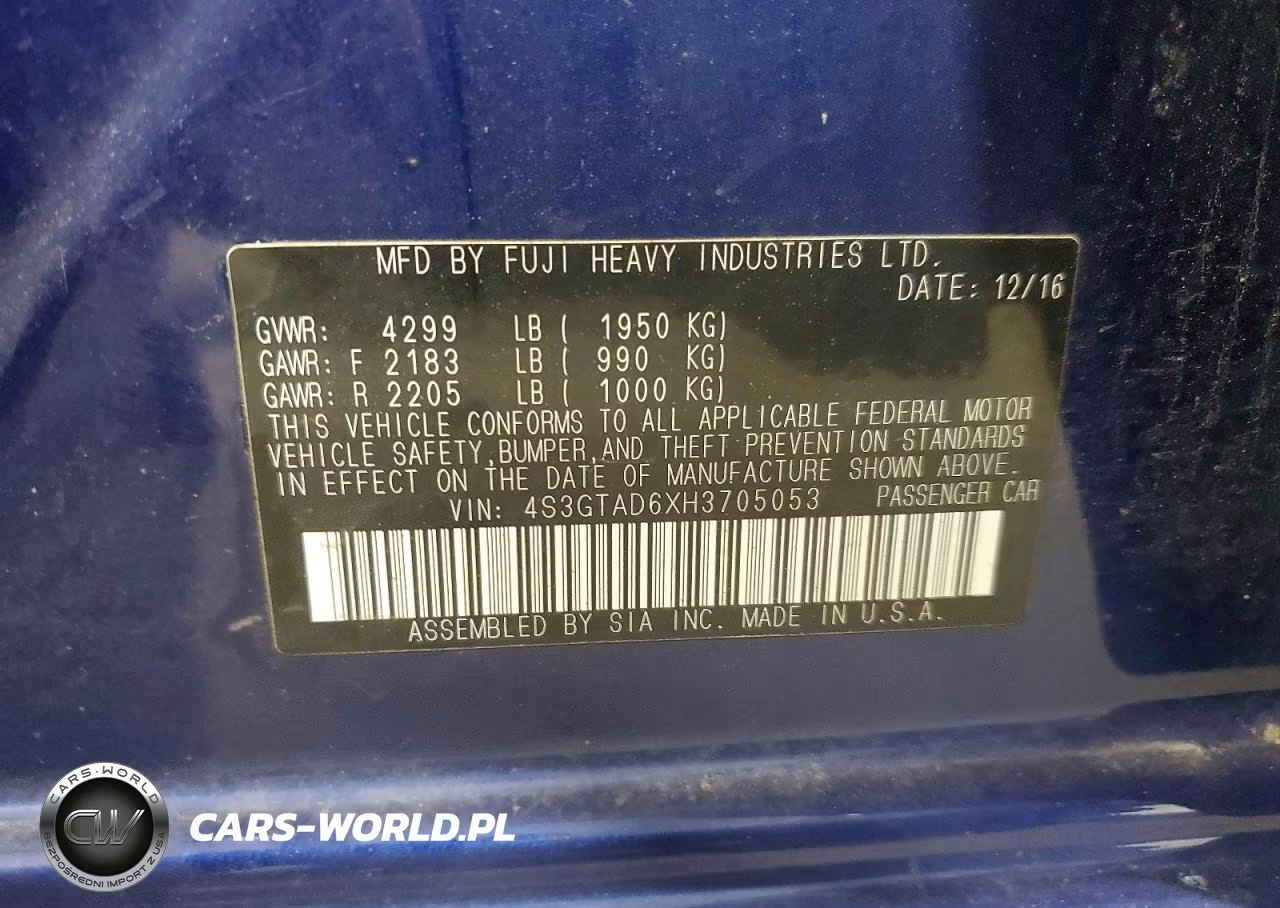 2017 Subaru Impreza Premium Plus VIN:4S3GTAD6XH3705053 - 12