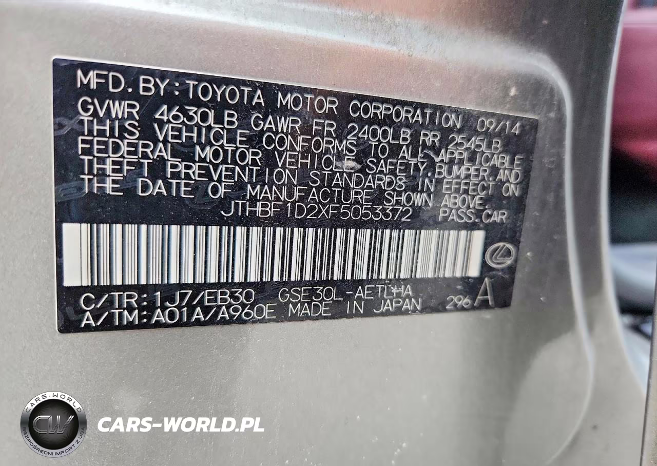 2015 Lexus Is 250 VIN:JTHBF1D2XF5053372 - 12