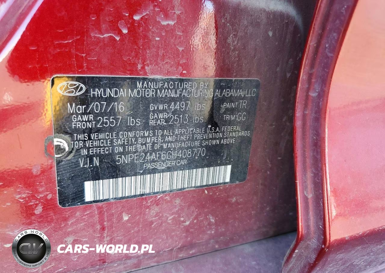 2016 Hyundai Sonata Se VIN:5NPE24AF6GH408770 - 12