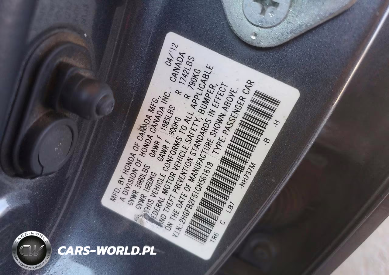2012 Honda Civic Lx VIN:2HGFB2F51CH561618 - 13