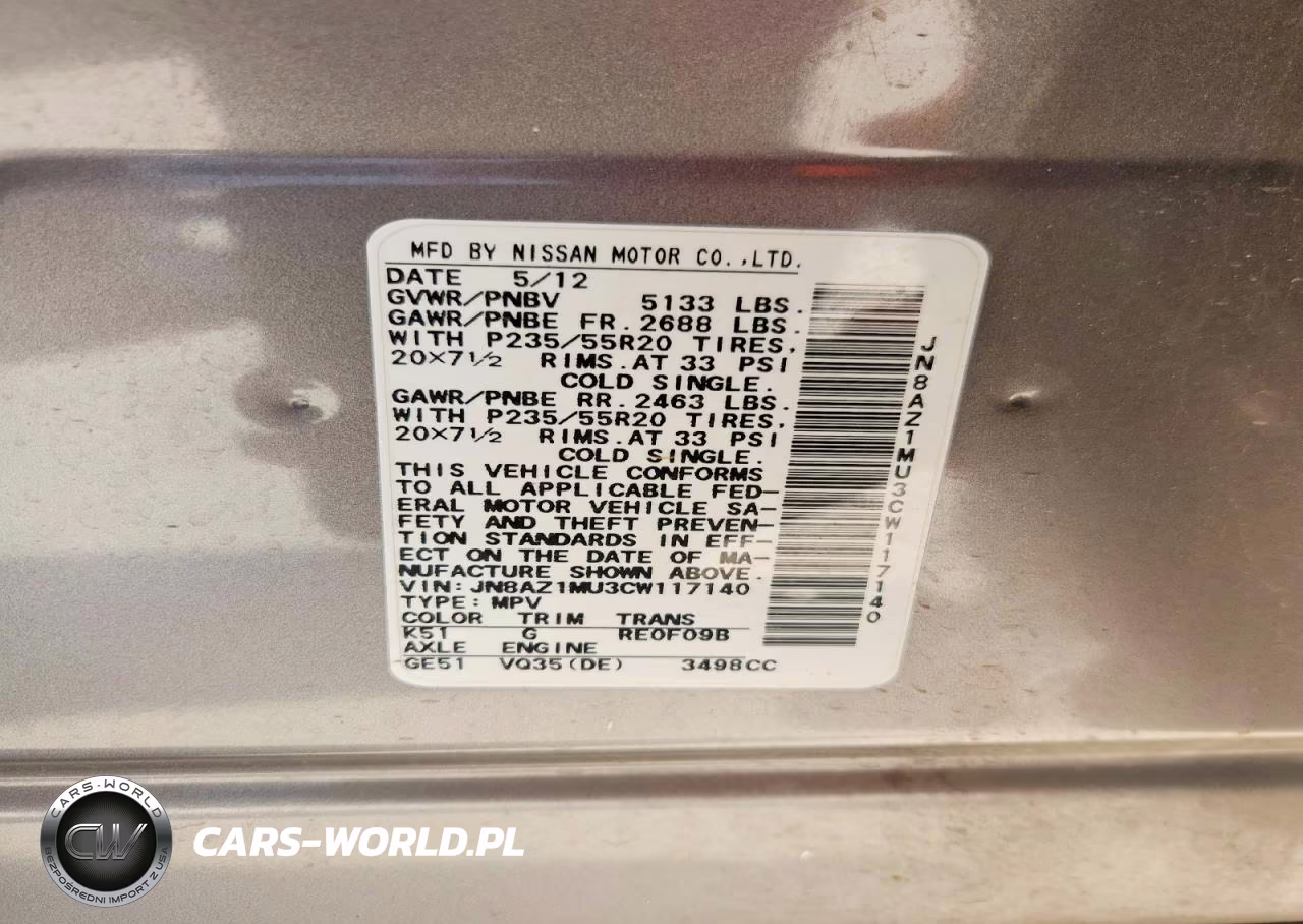 2012 Nissan Murano S VIN:JN8AZ1MU3CW117140 - 14