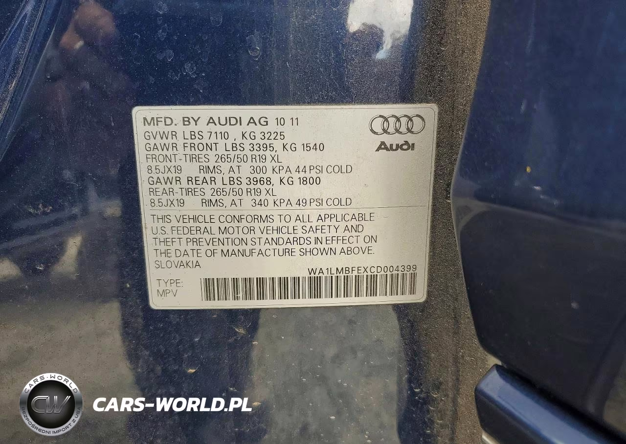2012 Audi Q7 Premium Plus VIN:WA1LMBFEXCD004399 - 13