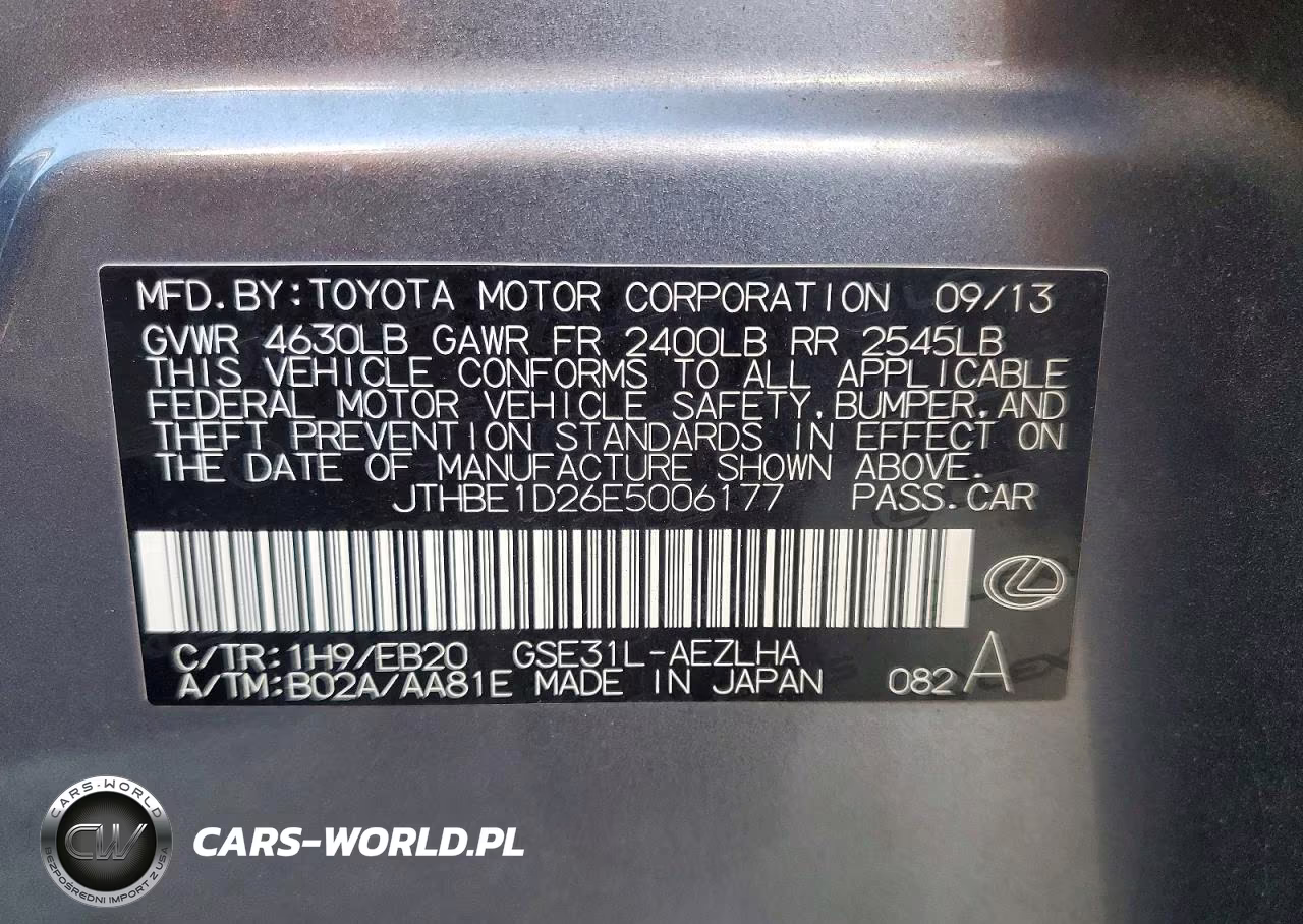 2014 Lexus Is 350 VIN:JTHBE1D26E5006177 - 13
