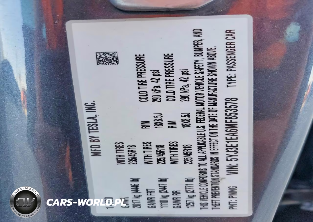 2021 Tesla Model 3 VIN:5YJ3E1EA6MF853578 - 12