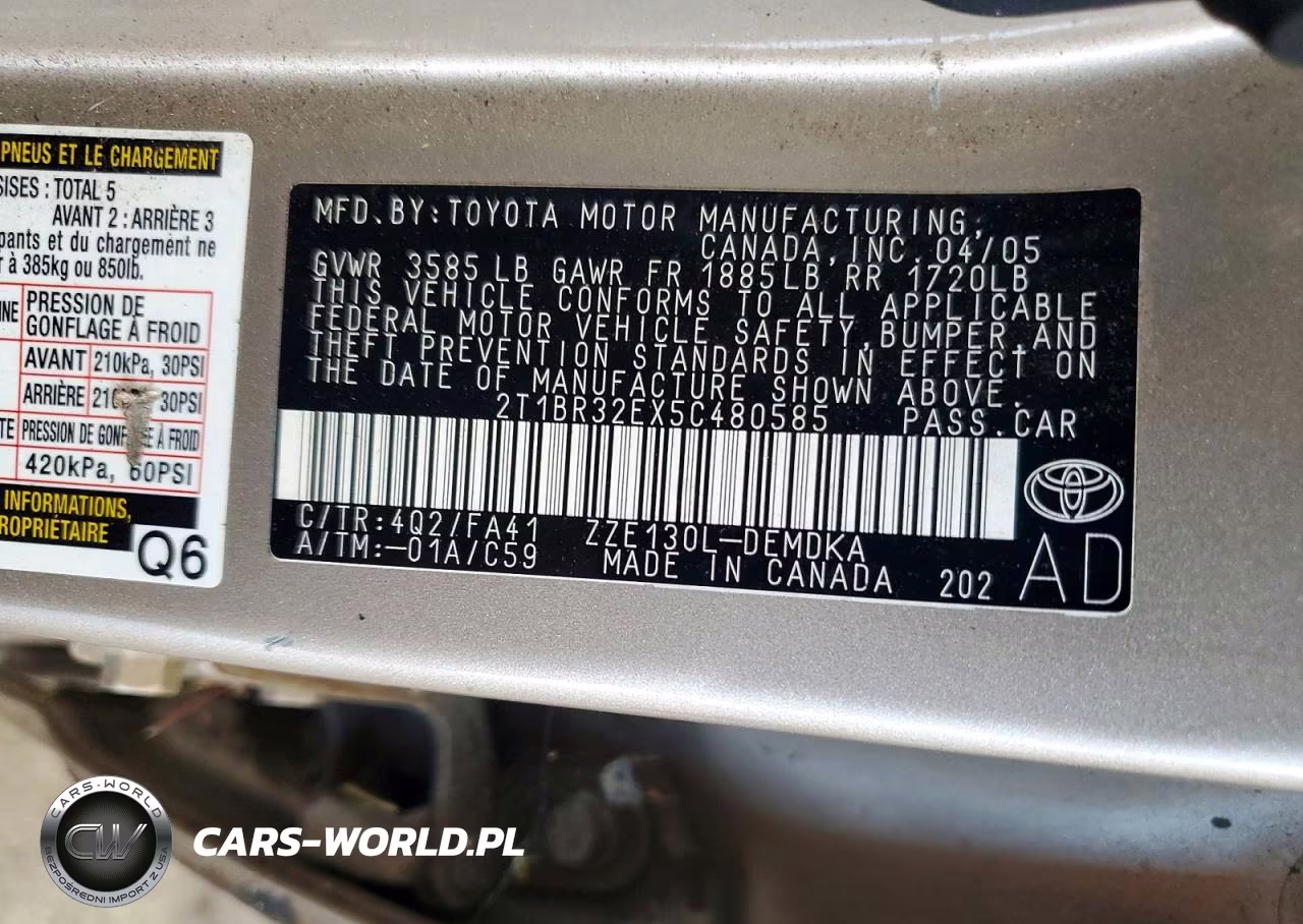 2005 Toyota Corolla Ce VIN:2T1BR32EX5C480585 - 12