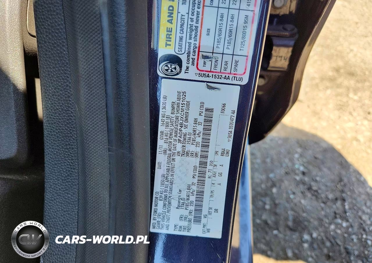 2012 Ford Fiesta Se VIN:3FADP4BJXCM151025 - 12