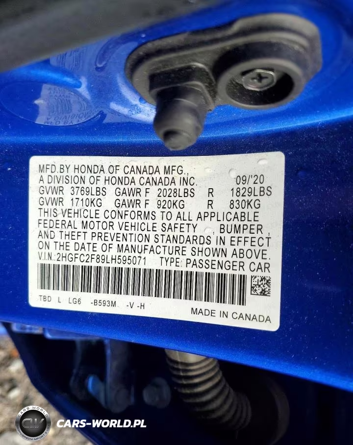 2020 Honda Civic Sport VIN:2HGFC2F89LH595071 - 12