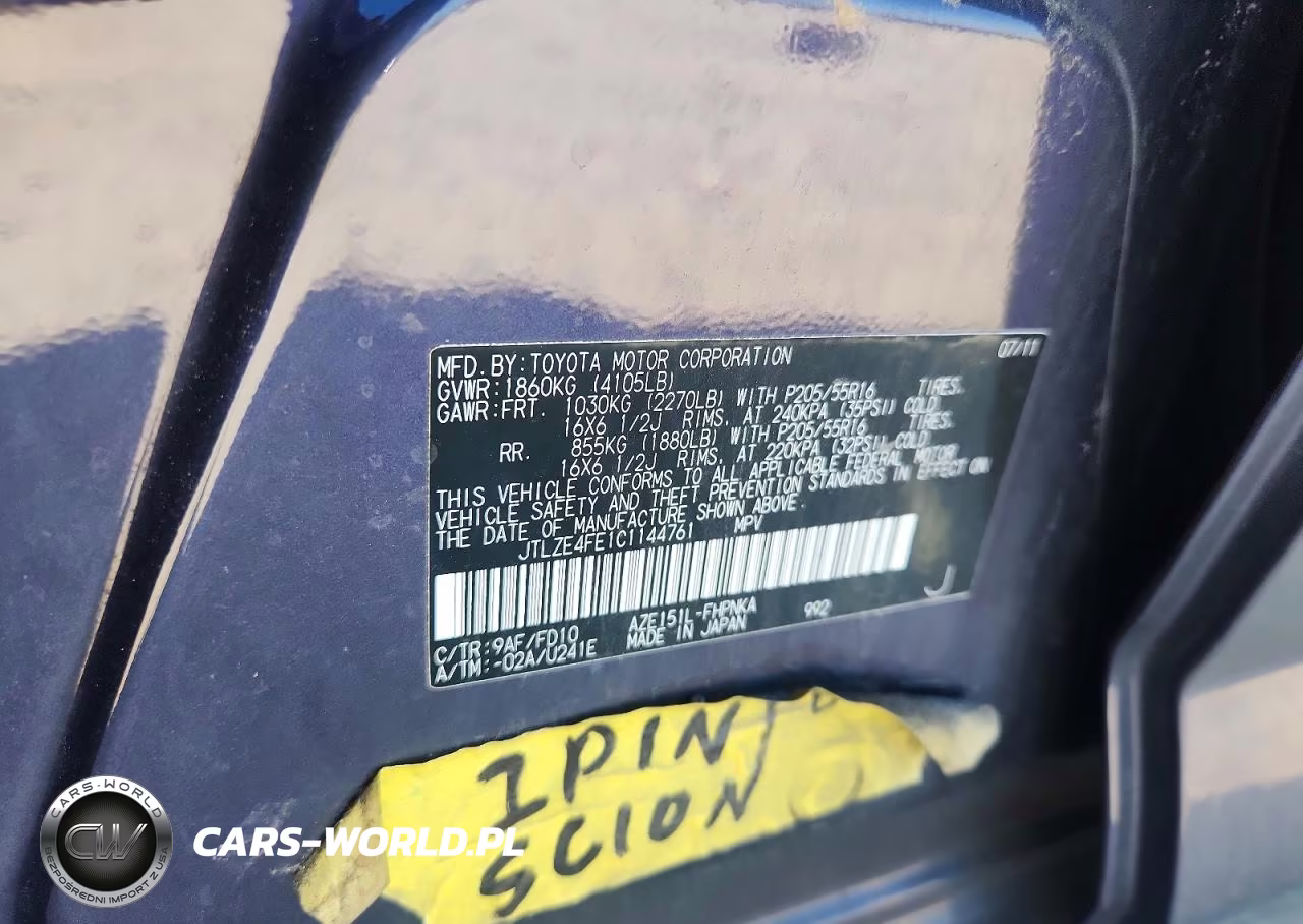 TOYOTA SCION XB VIN:JTLZE4FE1C1144761 - 12