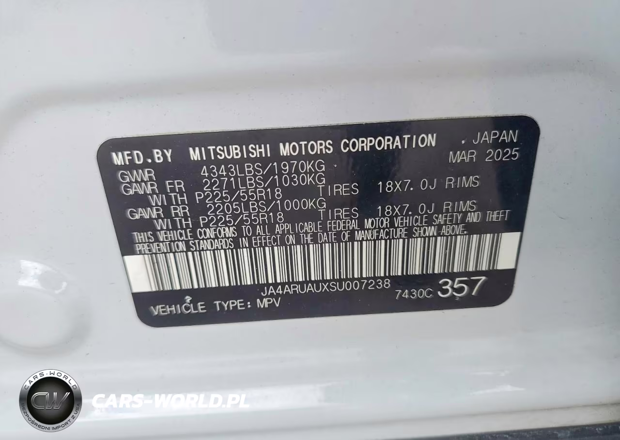 2025 Mitsubishi Outlander Sport S VIN:JA4ARUAUXSU007238 - 13