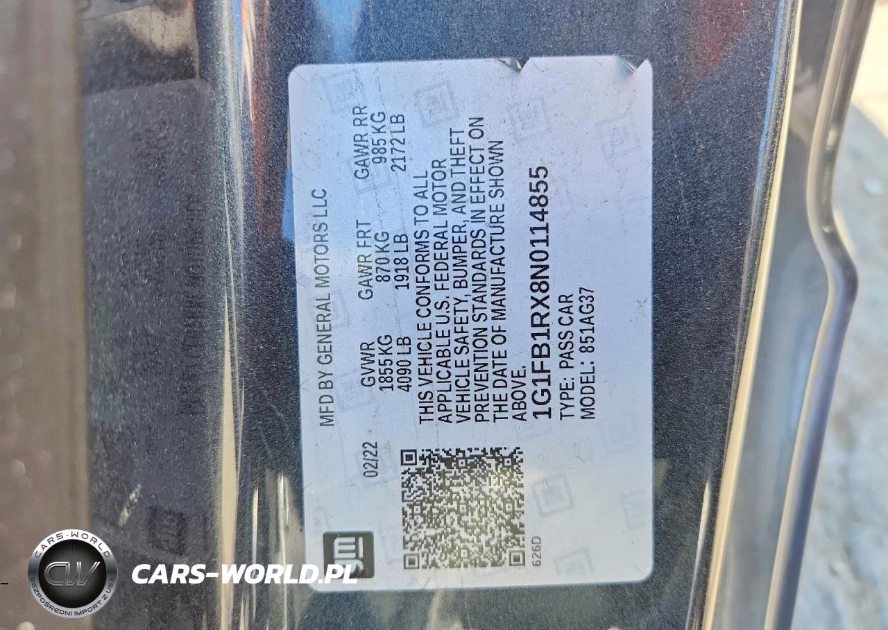 2022 Chevrolet Camaro Ls VIN:1G1FB1RX8N0114855 - 13