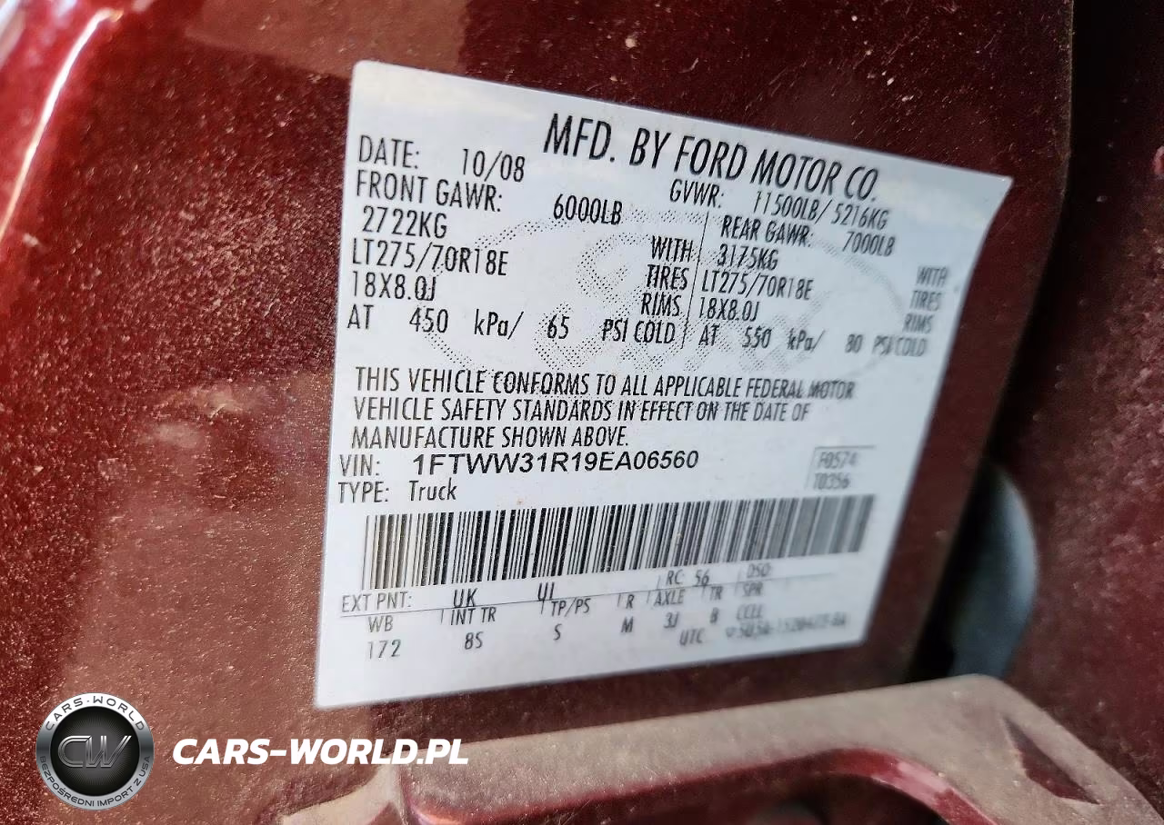 2009 Ford F350 Super Duty VIN:1FTWW31R19EA06560 - 12