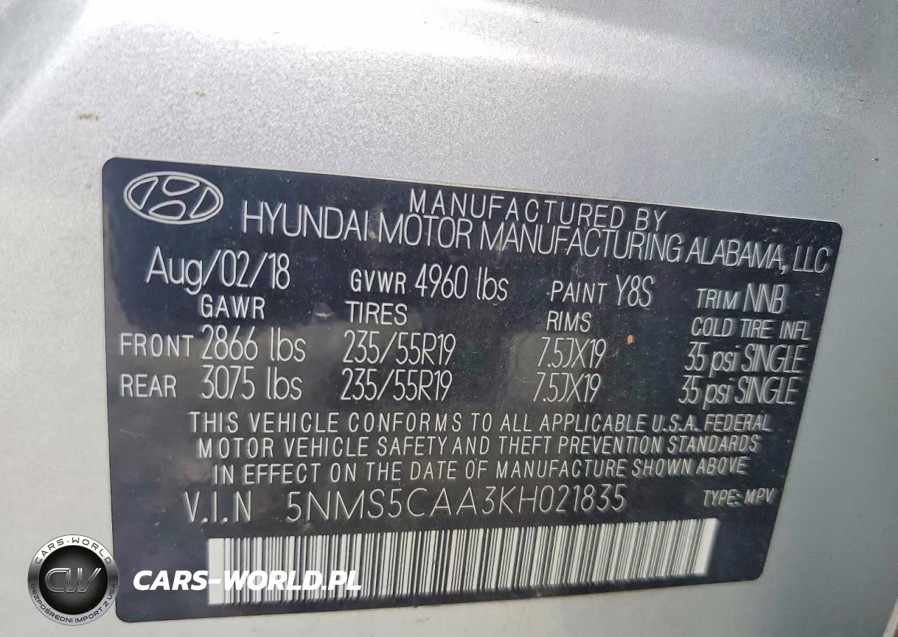 2019 Hyundai Santa Fe Ultimate 2.0T VIN:5NMS5CAA3KH021835 - 13