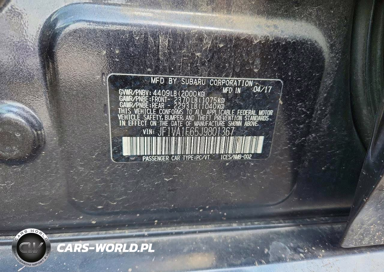 2018 Subaru Wrx Limited VIN:JF1VA1F65J9801367 - 13